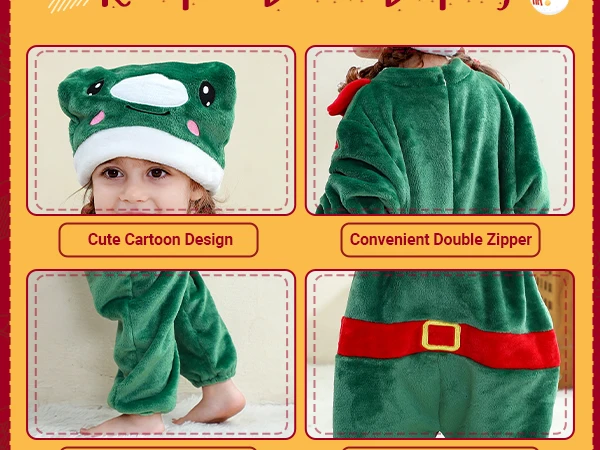 MICHLEY Weihnachten Baby Strampler Flanell Cosplay Kleinkind Infant Nette Kleidung Insgesamt Bodys Overall Kostüm Für Mädchen Jungen Kind – Detail 2