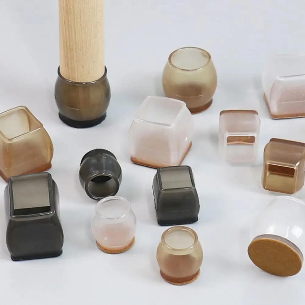 Material TPR resistente al desgaste con fieltro, almohadillas para pies de muebles que reducen el ruido, decoración del hogar, gorros para patas de silla, cubierta protectora de suelo