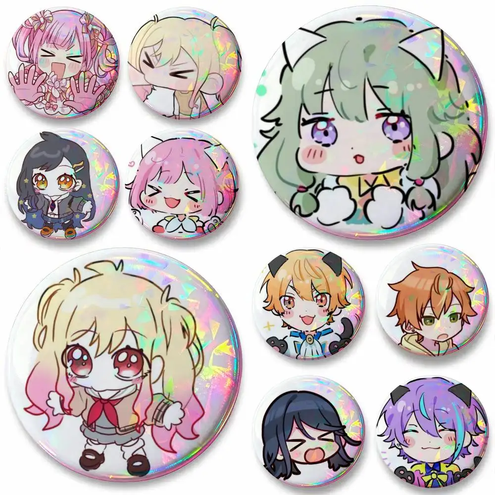 Project SEKAI Chibi    Badge Tinplate Meme Round Brooch for Hat Bag Creative Lapel Jewelry Accessories Gifts
