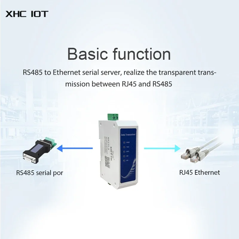 RS485 To RJ45 Ethernet Serial Server  Wireless Radio Statio Modem POST/GET AT 200M DC 8V To 28V NA111 XHCIOT Rail Type Buckle