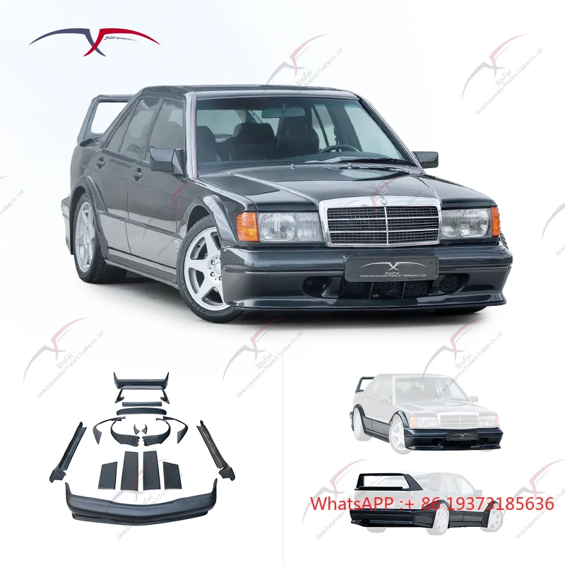 

Car Bumper Modification with Front Bumper Rear Spoiler Rear Diffuser for Mercedes Benz 190E EVO II Body Kit Upgrade