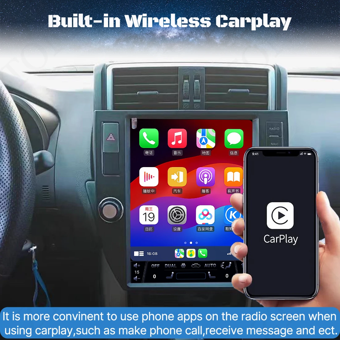 Car Radio Stereo For Toyota Prado 2010 2011 2012 2013 Tesla Screen Radio Android Screen  GPS Navigation Auto Headunit