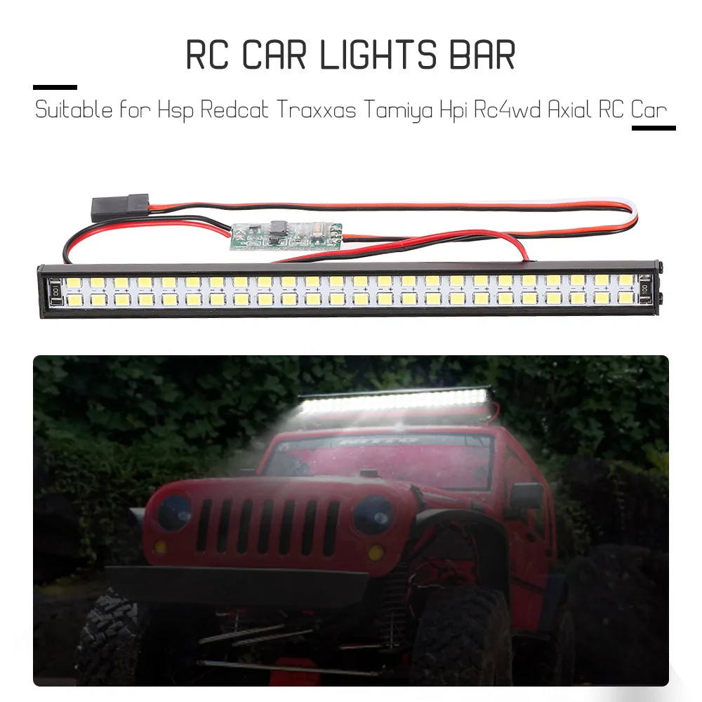 RC LED Lights Bar 147mm/5.8in Metal Roof Lamp Light Headlight 48LEDs Light for 1/10 Traxxas TRX-4 Trx-6 D90 HSP Redcat RC 4WD