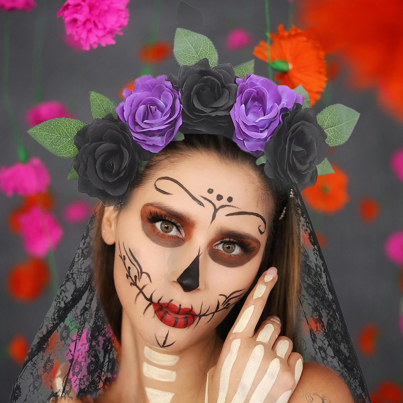 

Rose Flower Headbands Black of the Dead Halloween Party Accessories Lightweight Comfortable Fits Most