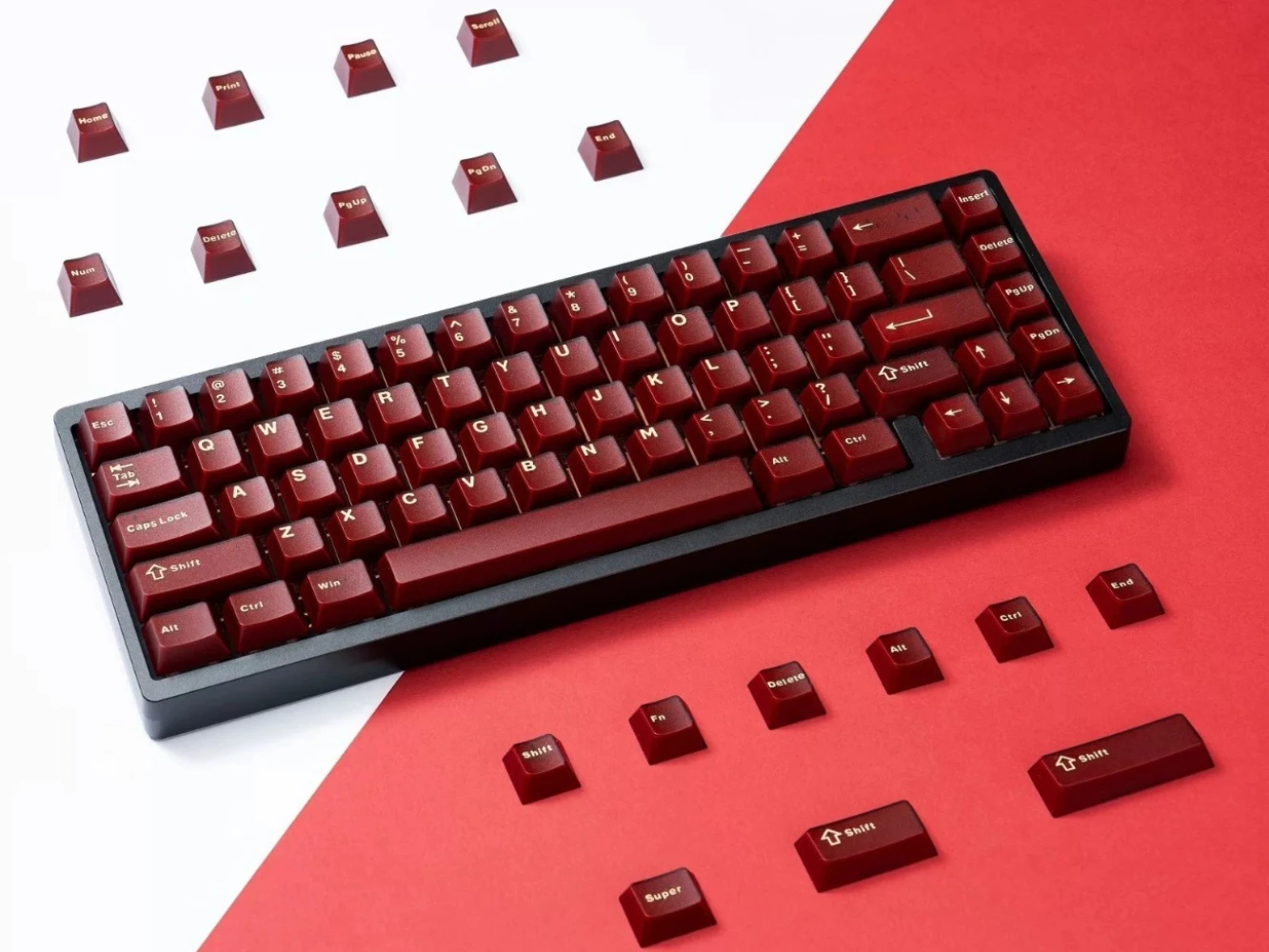 Semi Transparent keycap Red key cap ABS Keycaps Cherry OEM Height key caps Compatible with 61 68 75 87 98 100 104 Keyboard