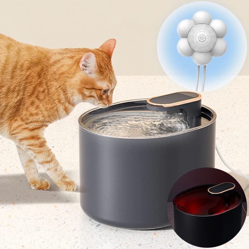 3L Automatic Cat Water Fountain Intelligent USB Electric Pet Drinking Water Dispenser with Motion Sensor Mute Cat Feeder Bowl