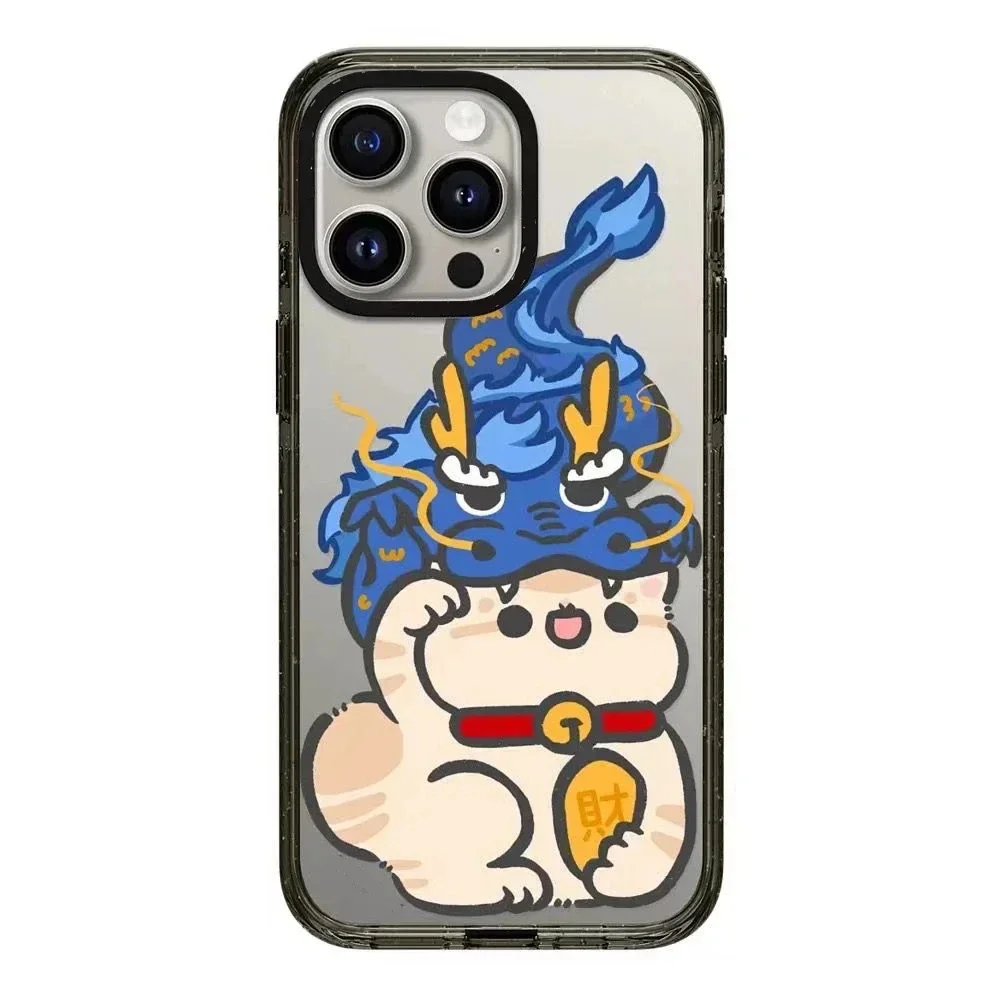 

2.0 Acrylic Upgrade Border Cartoon Dragon New Year Phone Case Cover for iPhone 11 12 13 14 15 16 Pro Max Case