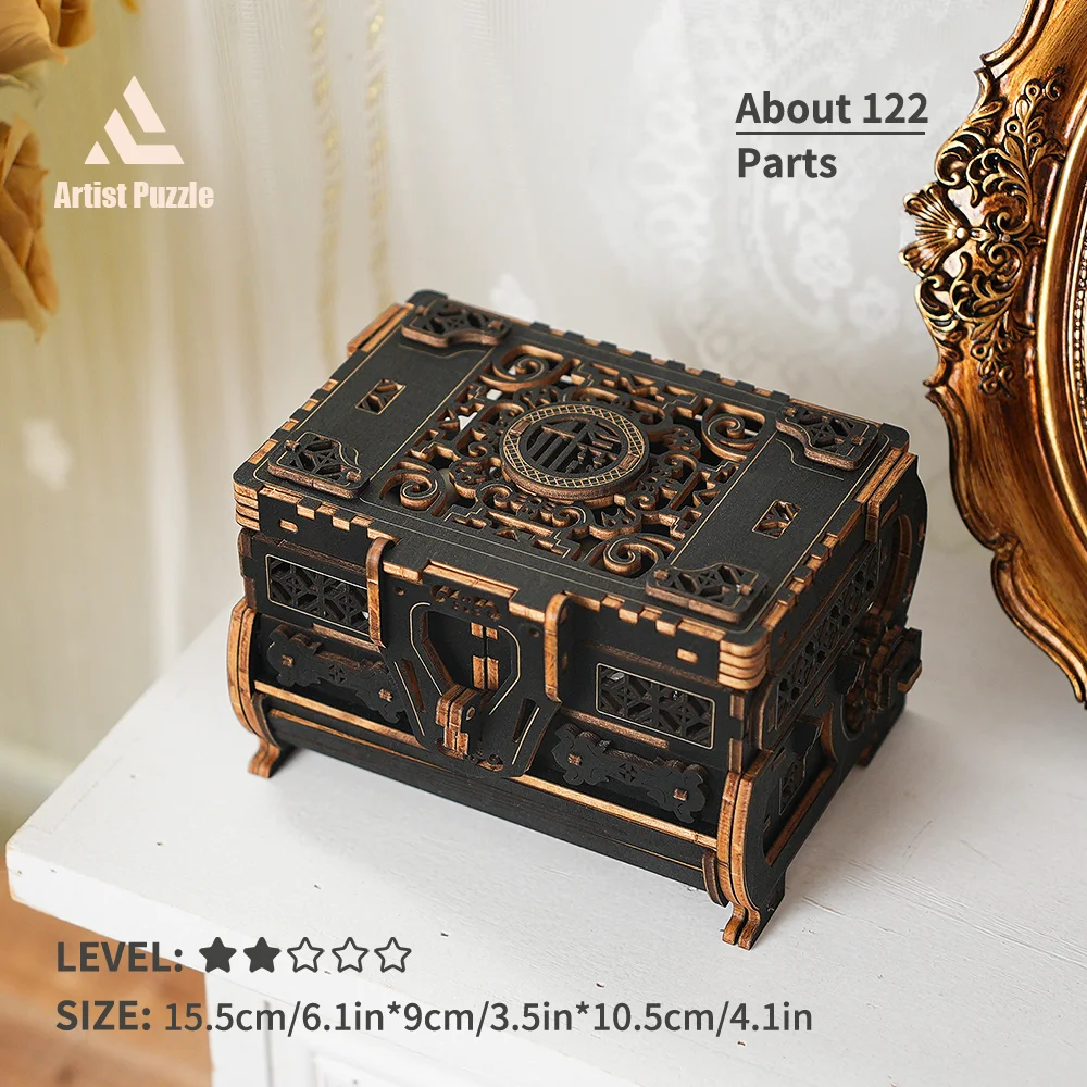 Puzzle 3D Zestaw drewniany Dorośli Diy Model Rzemiosło Dekoracja Puzzle Ręcznie robione zabawki Model 3D Pudełka na biżuterię Prezenty świąteczne