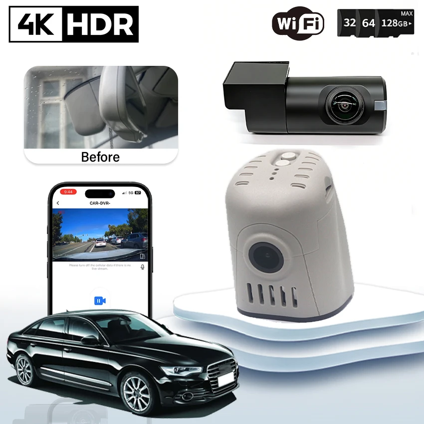 

Plug and play 4K Dash Cam Car Camera Dashcam WIFI Car Dvr Recording Devices For Audi A1 A3 A4 A5 A6 A7 A8 Q3 Q5 Q7 TT 2004-2012