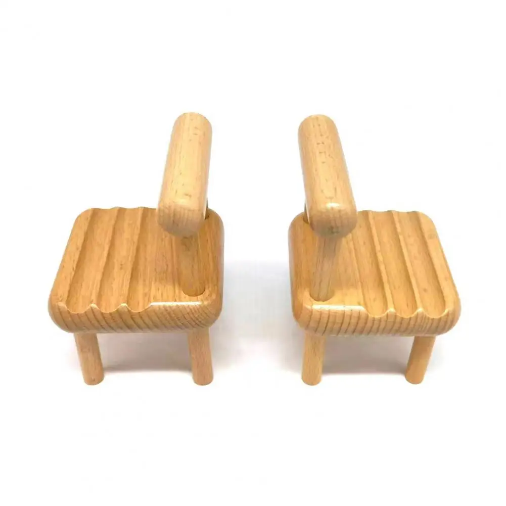 Practical Reusable Universal Portable Beech Wood Chair Design Phone Holder Mount Stand Mobile Phone Bracket Decoration