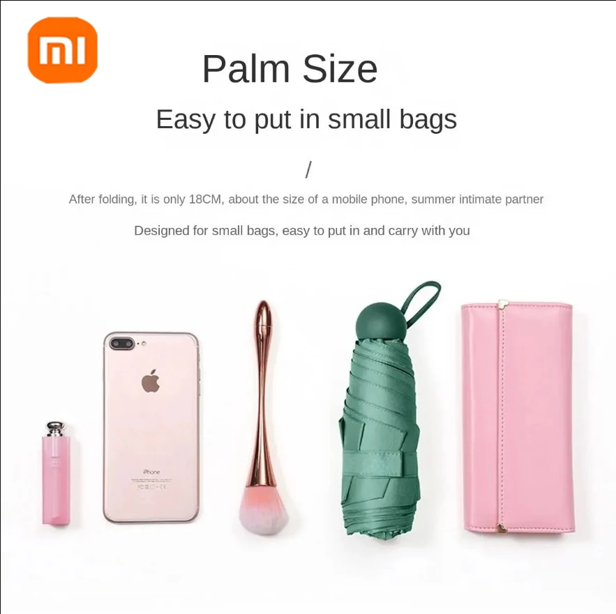 Xiaomi Portable Capsule Umbrella Mini Sunshade Sunscreen Rain Umbrella Black Rubber Alloy Handle Foldable Dual Use Umbrella