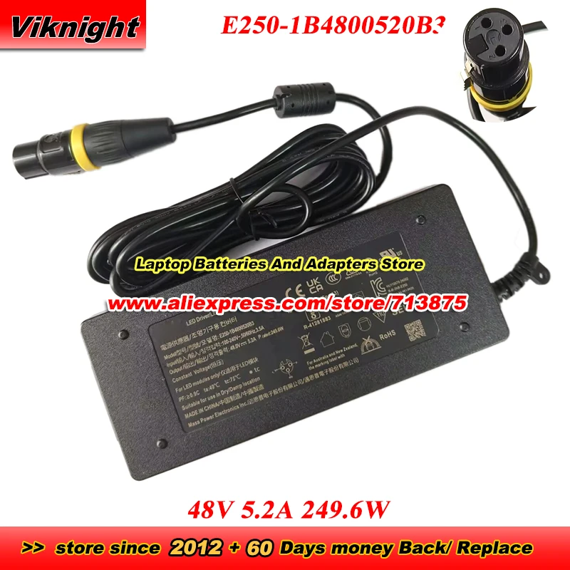 E250-1B4800520B3 AC Adapter For MASSPOWER 48V 5.2A 249.6W for Aputure Amaran 200x S 200W LED Video Light 200D 200X 200X S 200D S