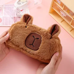 Cute Plush Imitation Capybara Pencil Bag Cartoon Storage Bag Kawaii Pencil Case Large Capacity Cosmetic Bag Girls Students Gifts