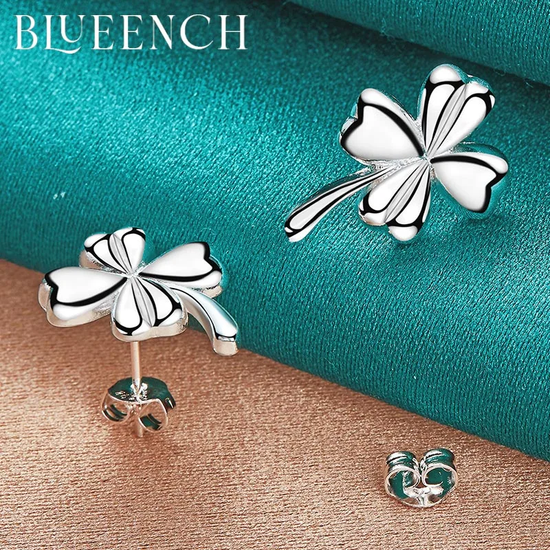 

Blueench 925 Sterling Silver Leaf Simple Stud Earrings Earrings For Women Wedding Party Charm Fashion Jewelry