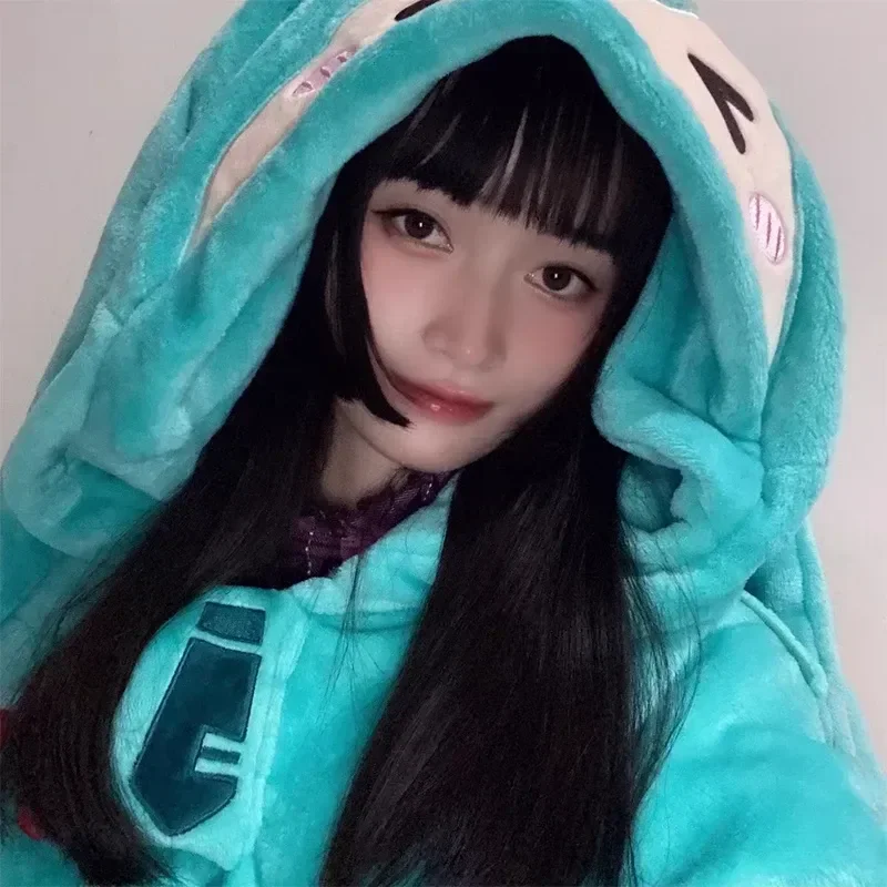 New Hatsune Miku Pajamas Cartoon Coral Velvet Pajamas Summer Winter Plush For Women Home Clothes Cloak Winter Kids Gift