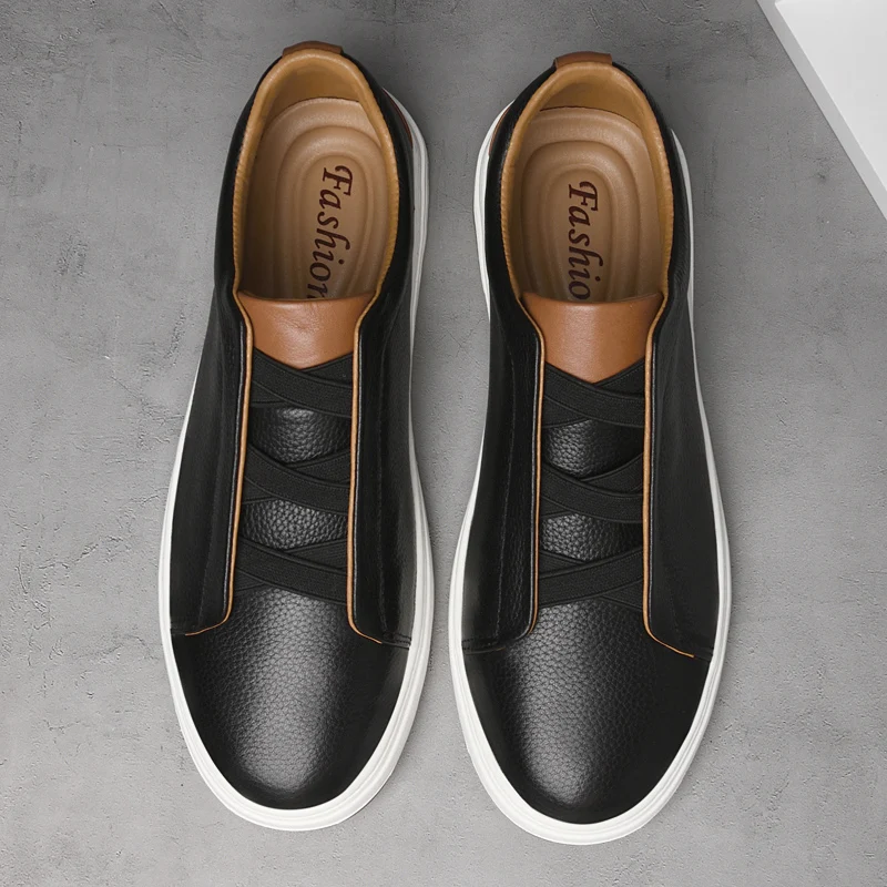 YUYIN Genuine Leather Men's Casual Loafers Lightweight Board Shoes Breathable Trendy Sports Slip-On Sneakers Zapatos De Hombre