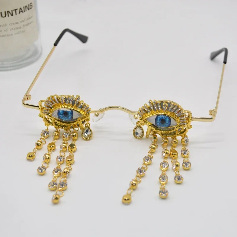 

2024 New Diamond Sunglasses Ladies Brand Designer Party Ladies Glasses Rhinestone Blue Eyes Eyewear Lunette De Soleil Femme