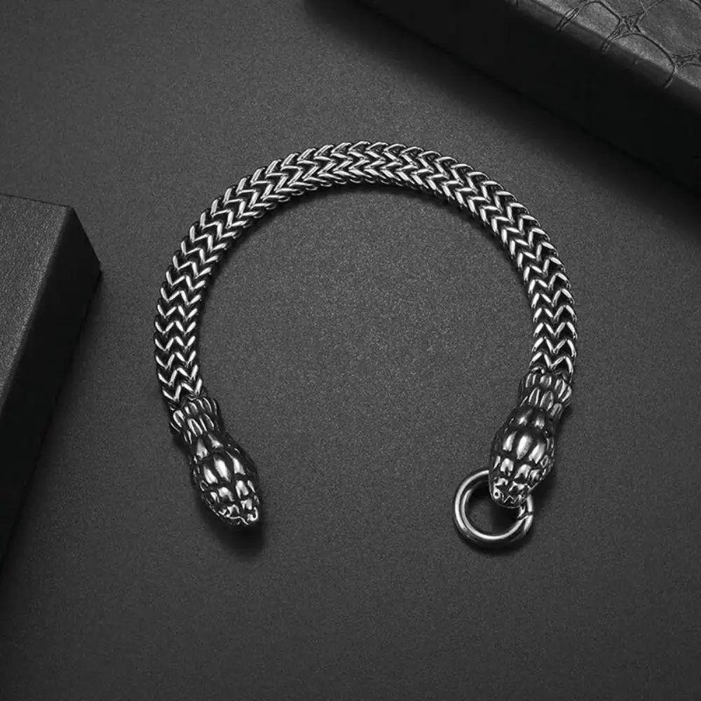 Creative Double-Headed Snake Bracelet Personality Hollow Witch Pendant Bracelet Trendy Men Ring Buckle Bracelet