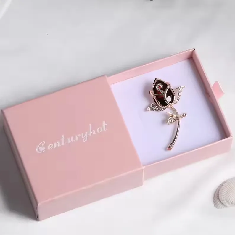 50pcs Unique Luxury Custom logo Slide Rigid Cardboard Paper Gift Jewellery Box Drawer Jewelry Box Packaging