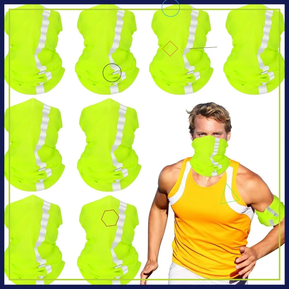 

8 Pcs Reflective Neck Gaiter for Men, UV Sun Protection Neon Balaclava Hi Vis Bandana for Work