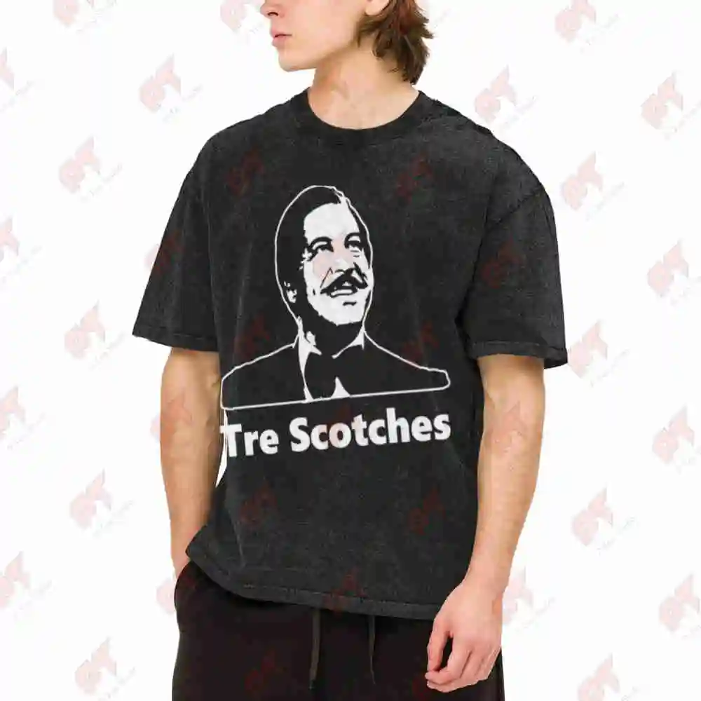 Fantozzi Put It All On My Tab Three Scotches Vintage Washed Tee Pure Cotton T-Shirt
