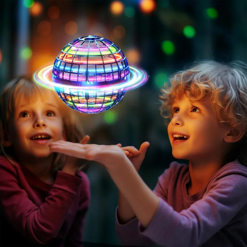 كرة Orb الطائرة مع أضواء مبهرة، دوارة تحوم سحرية، طائرة بدون طيار رائعة، كرة كونية عائمة، لعبة خارجية للأطفال