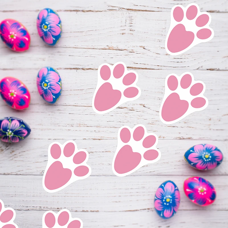 Easter Bunny Paw Print Floor Clings Decals Easter Floor Stickers Pink Bunny Paw Prints Floor Decals For Easter Floor Decoration