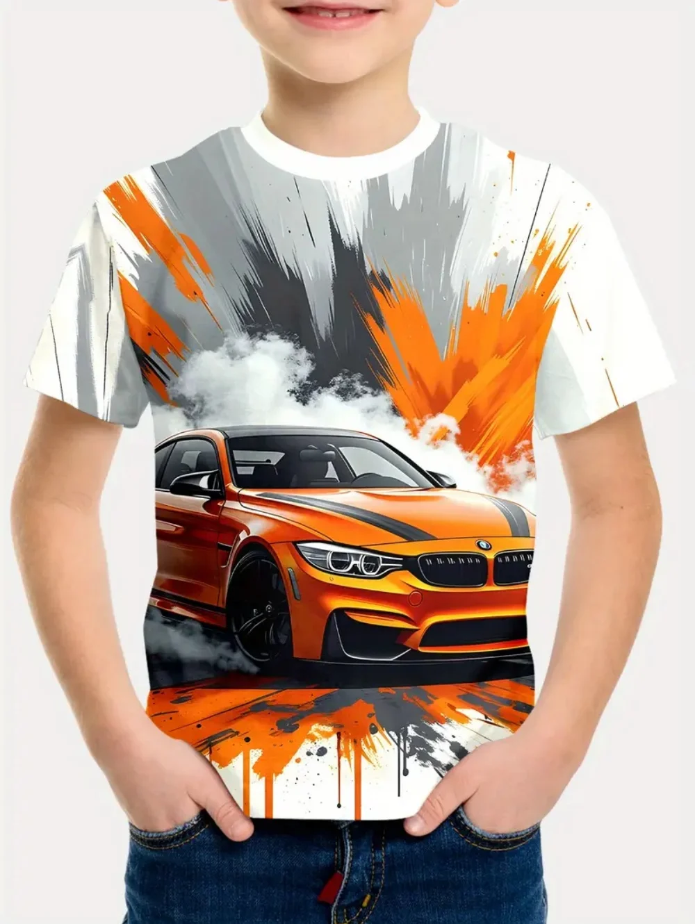 Racing Cars Graphic Printe T Shirts Boys Girls Gift Kids Short Sleeve Tops for Children Clothes from 2 to 8 Years Boys T-Shirts