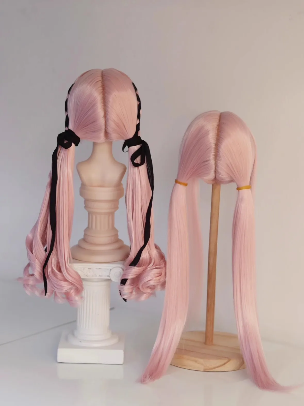 Double Ponytail Hair Wig Blank 1/3 1/4 In Stock BJD Long Straight Beautiful Girls High Temperature Silk Blue Doll Accessories