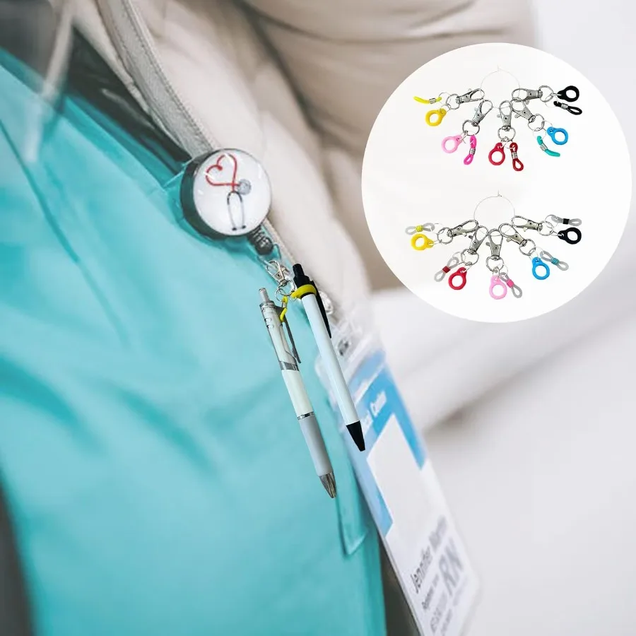 10 قطعة مقاطع القلم حامل القلم شارة بكرة اكسسوارات حامل قلم ل الحبل كليب على أقلام ل شارة بكرة حامل قلم قابل للسحب ل #4