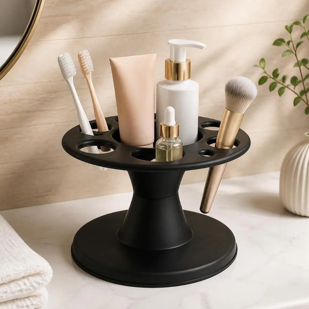 8 Holes Salon Barber Comb Storage Stand Round Rolling Circular Inserting Brushes Organizer Rack Detachable Plastic