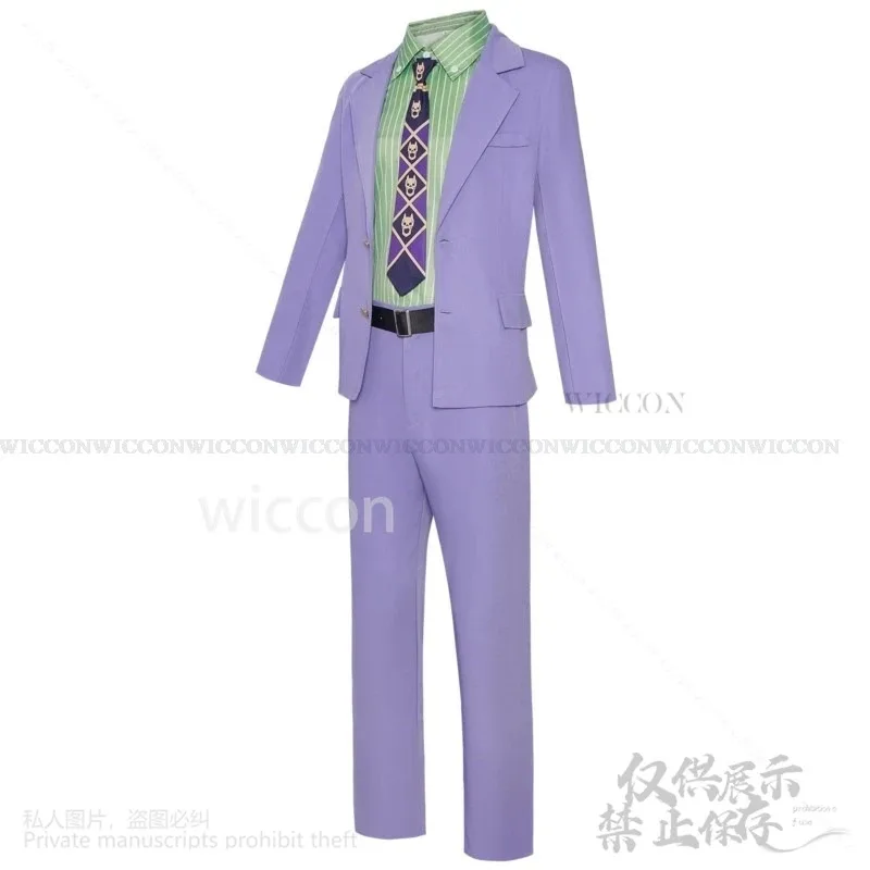 

a7d@Bizarreee Office Worker Anime Kira Cosplay Sexy Man Yoshikage Costume Clothing Purple Uniform Suit Tie Wigs Diamonda7d@