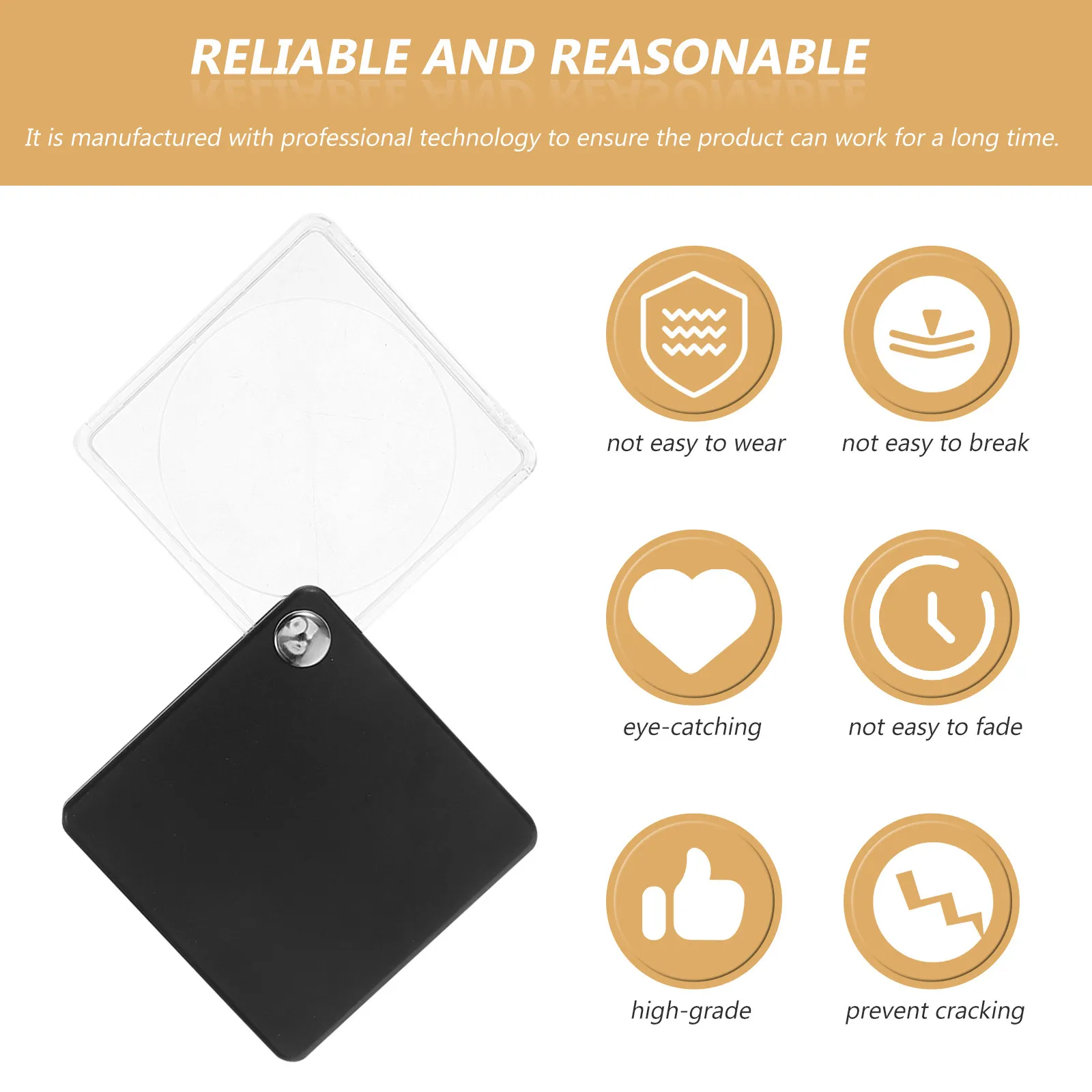 2Pcs Folding Pocket Magnifier High Definition Jewelry Identification Tool Small Portable Handheld Magnifier Multi-Function