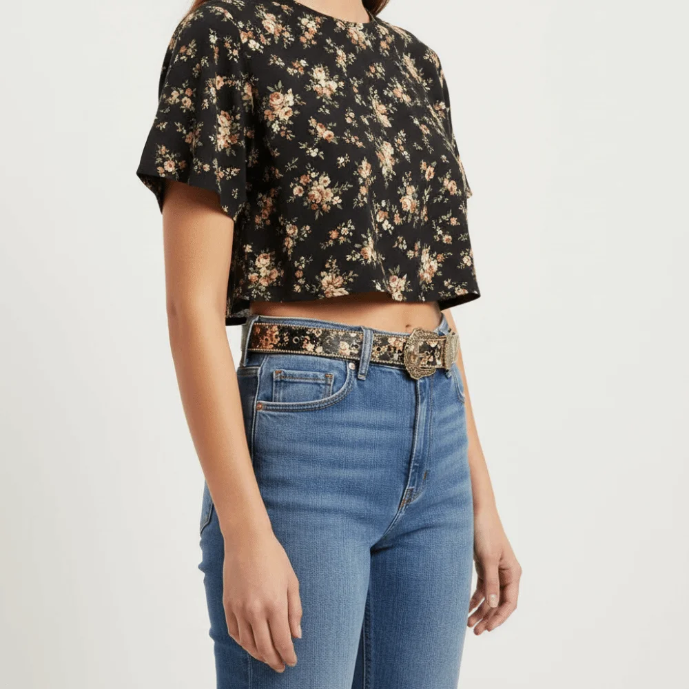 Bohemian-Style Blumen-Jeansgürtel mit Perlenbesatz Retro-Blumengürtel Vintage Hip-Hop Geschnitzter Metall-Schnallengürtel – Detail 10