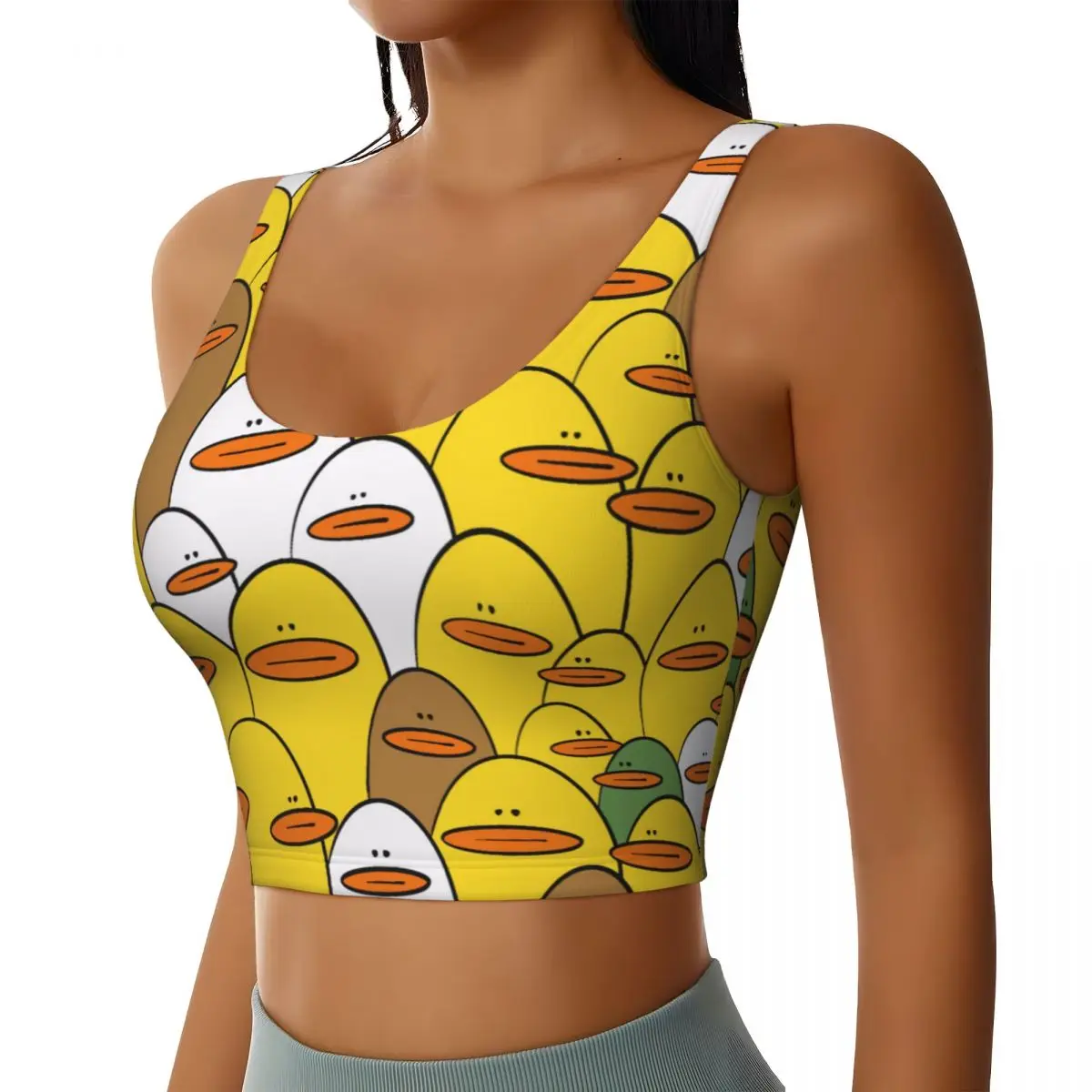 Custom Yellow Classic Rubber Duck Gothic Workout Crop Tank Tops Women Running Sports Bras