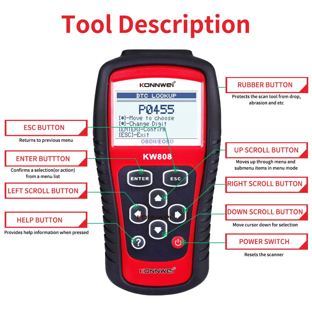 MS509 Same KW808 Car Fault Diagnosis Instrument Detection Decoder Scanner ELM327OBD2AL519 Sophisticated yet easy-to-use