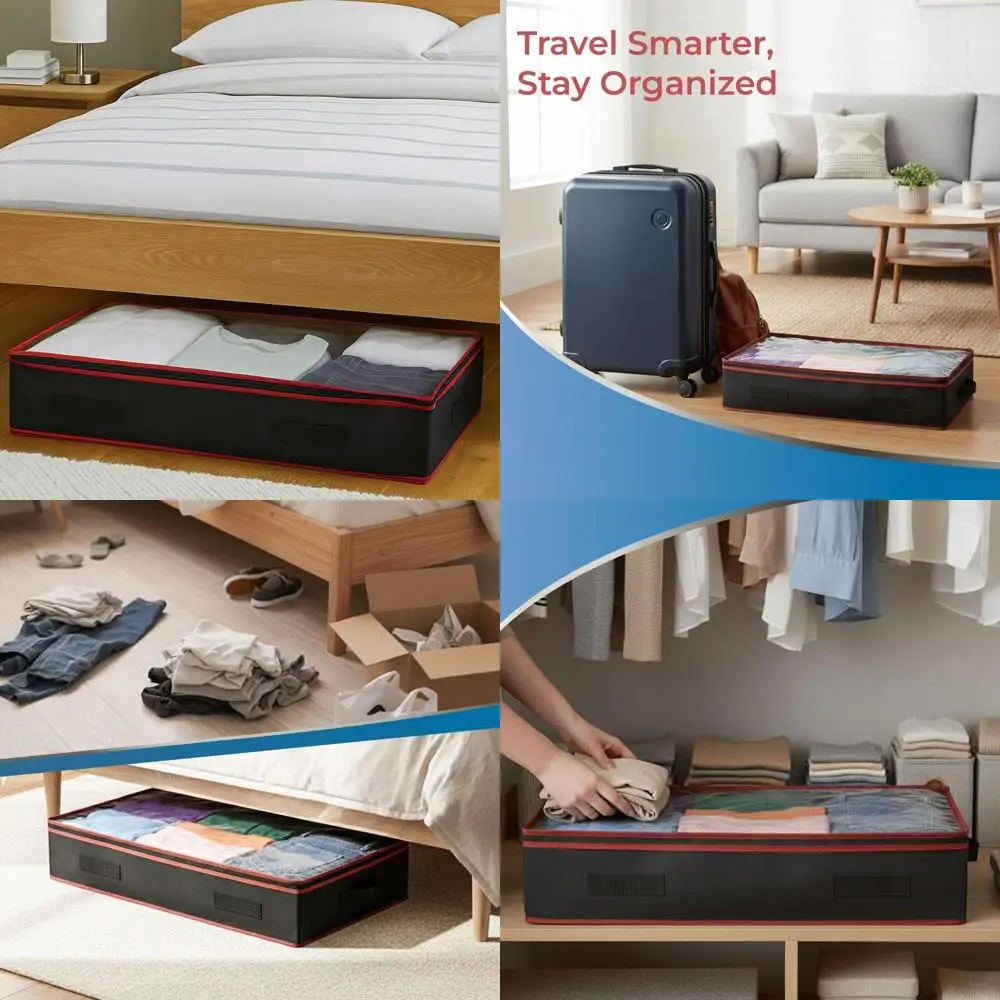 

Коробки для хранения под кроватью с прозрачными крышками - набор из 12 штук, идеально подходят для обуви, одежды, одеял и сезонного хранения.