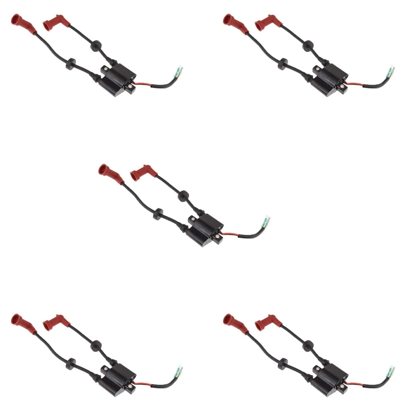 5X Marine Outboard Ignition Coil Assy For Yamaha F9.9 13.5 15 20 25HP 40HP Replace 6F5-85570-10, 6F5-85570-11