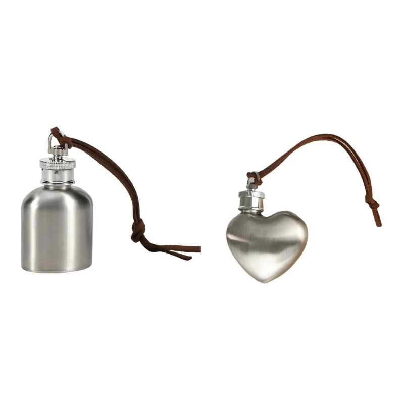 

Steel Heart Hip Flask 1oz Portable Silver Pocket Liquor Bottle