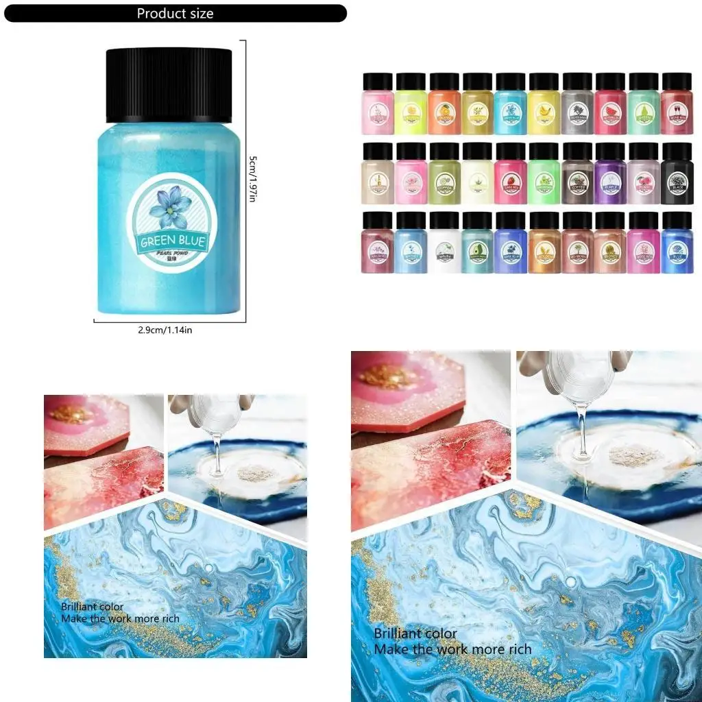 Pack of 30 Pearlescent Powder Bottles Epoxy Resin Dye Resin Pigment Coloring Dye Powder Pigment Jewelry Making Powder