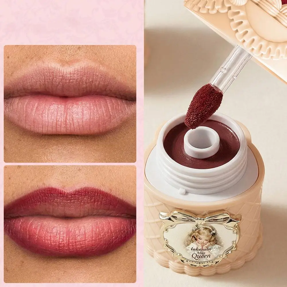 Vintage Strawberry Cake Lip Clay Matte Velvet Lip Mud Long Lasting Rich Pigment Waterproof Lip Gloss Makeup Gift For Women