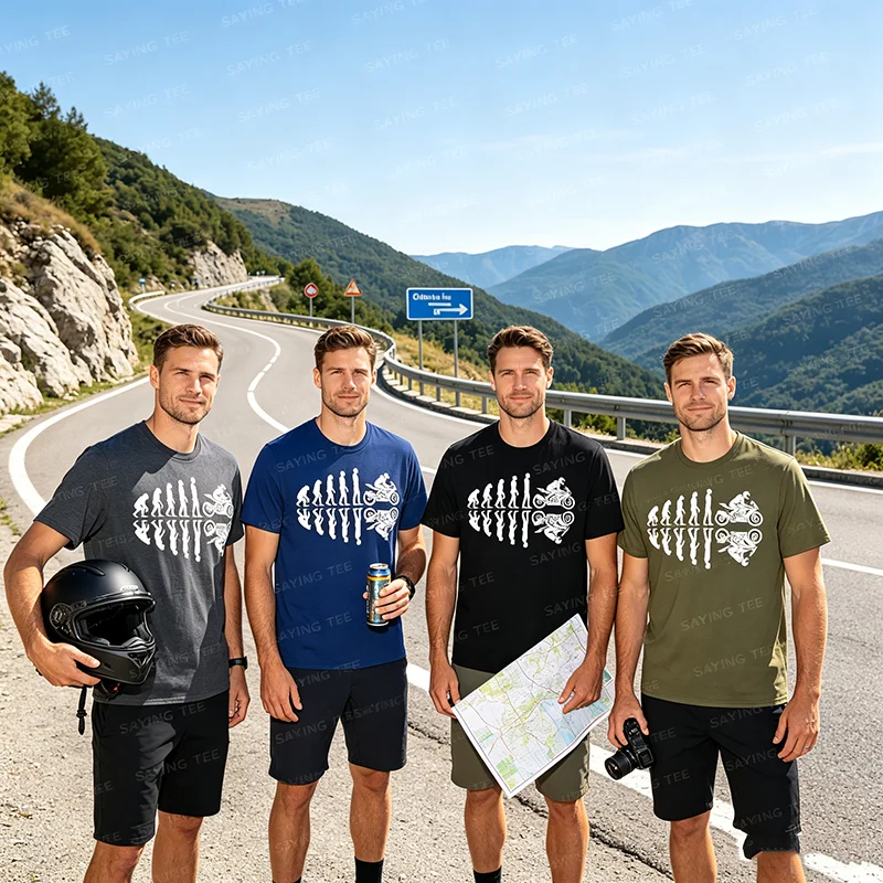 Lustiges T-Shirt mit Motiv „Menschliche Evolution zum Motorradfahrer“, Y2k-Motorrad-Evolution-Design, lustiges Motorrad-T-Shirt für Herren – Detail 3