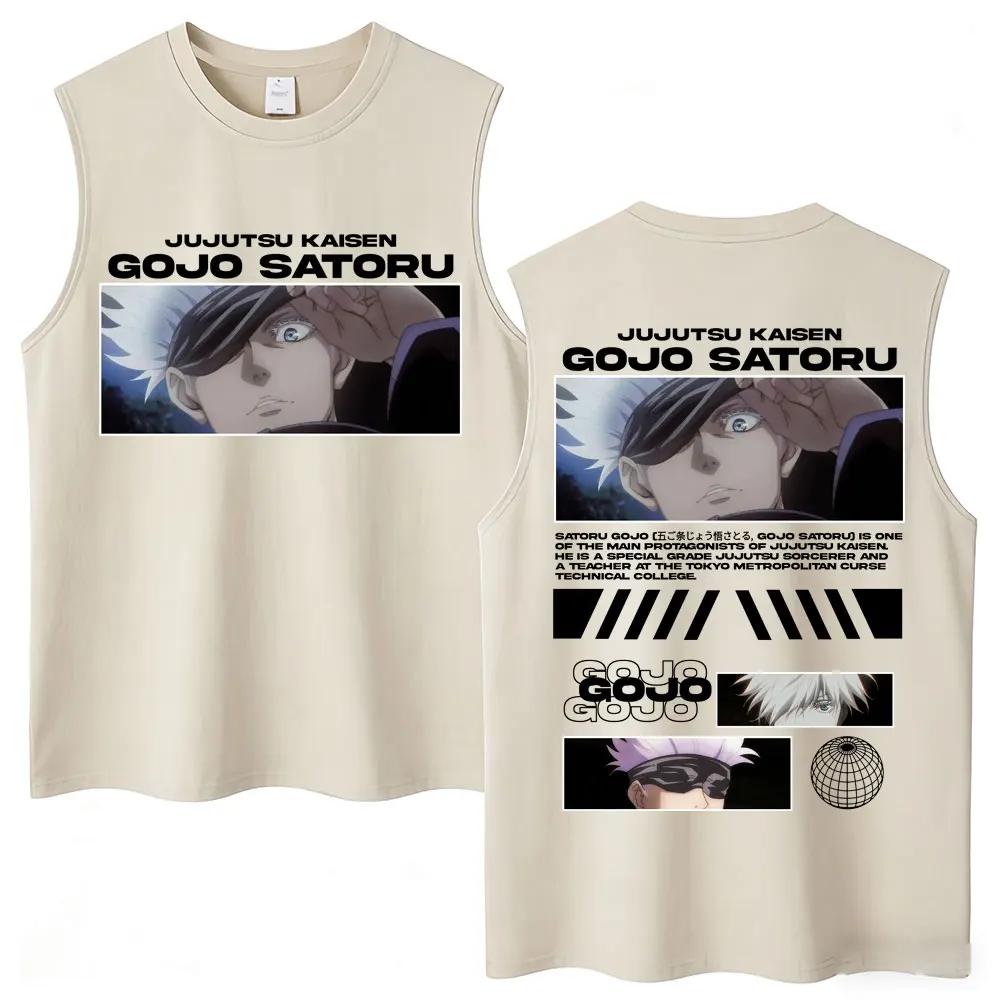Washed Vintage Anime Jujutsu Kaisen Fushiguro Toji Tank Tops Men Women Harajuku Male Sleeveless T-shirts Loose Cotton Vests Gift