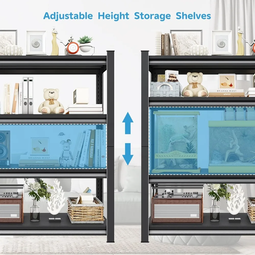 رفوف تخزين معدنية من 4 طبقات من الدرجة الصناعية، 40 وات × 16 عمق × 72 ساعة، قادرة على حمل 1800 رطل لتنظيم المرآب