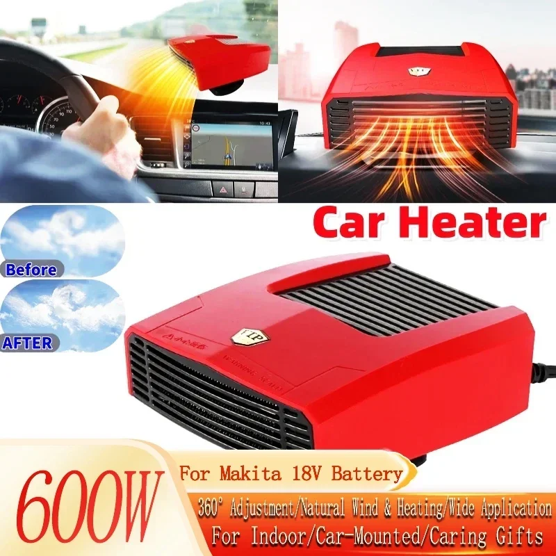 Universal Car Heater Cooling Fan Truck Electric Heater Car Heating Fan 600W Windshield Defroster Demister For Makita 18V Battery