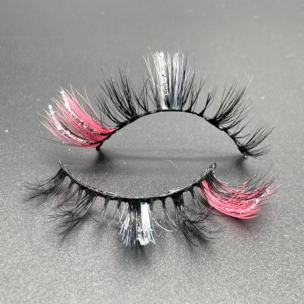 HBZGTLAD Colored Lashes Glitter Lashes Mink 15mm -20MM Fluffy Color Streaks Cosplay Makeup Beauty Eyelashes Wholesale Supplier