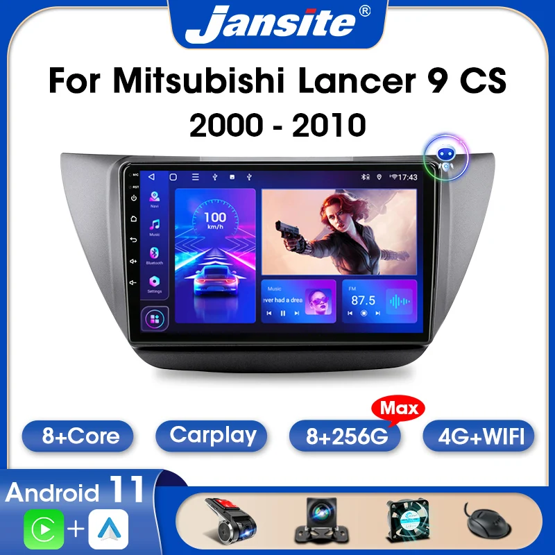 

Jansite 2 Din Android 11 Car Radio For Mitsubishi Lancer 9 CS 2000-2010 8G+256G Multimedia Video Player Carplay Stereo WIFI RDS