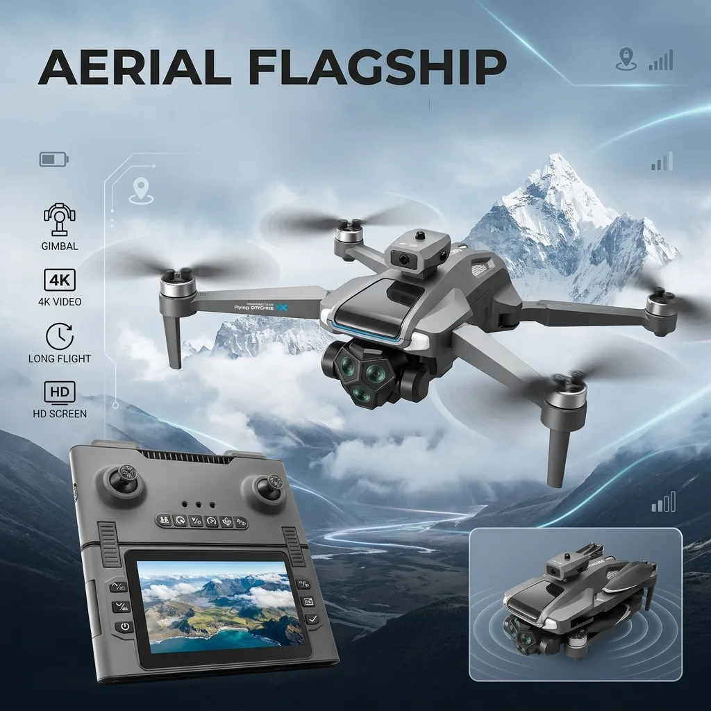 Foldable M66 RC Drone with 4.5in HD Foldable Screen,5G Smooth Image,Brushless Motor,Foldable Compact Quadcopter for Travel Aeri