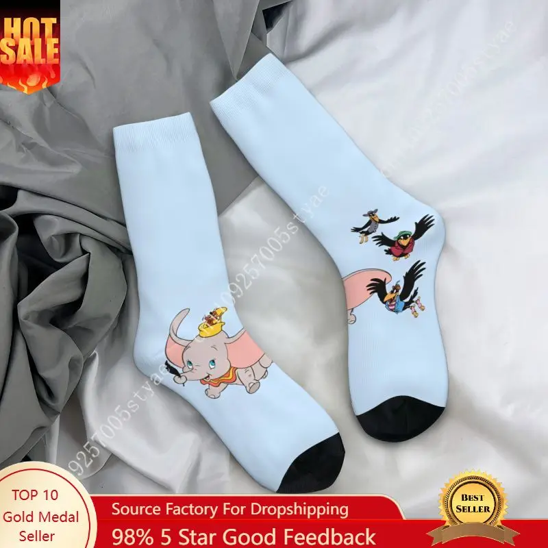 

Custom Dumbo Cartoon Mens Crew Socks Unisex Funny 3D Printing Cute Elephant Dress Socks