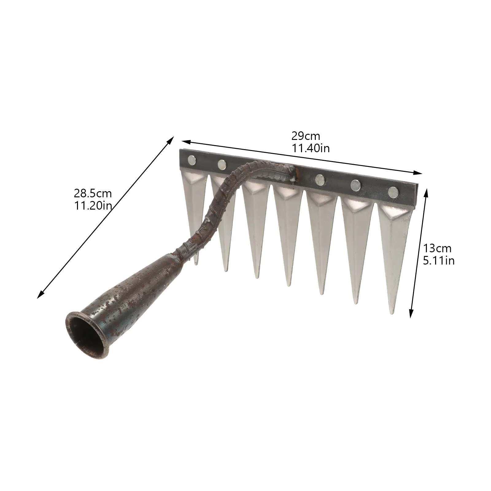 Steel Garden Rake with Anti-Slip Handle – Multipurpose Hand Rake for Weeding, Digging, Soil Loosening & Transplanting